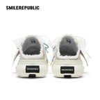 Ash Gray Frayed Trim Chunky Platform Sneaker Mules, Unisex Shoes