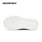 Dusk Gray Frayed Textile Platform Sneakers with Interchangeable Smile Toe, Unisex Low Top