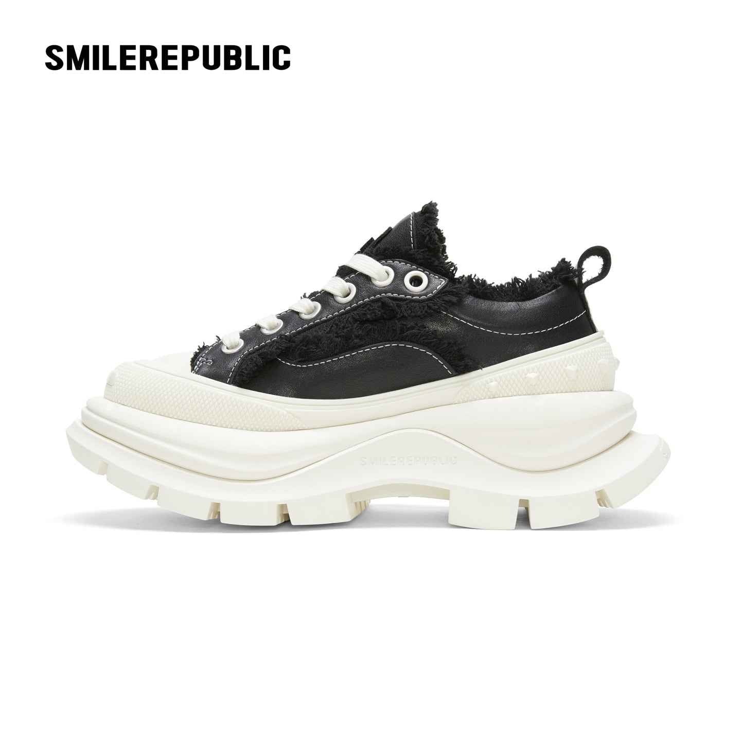 2.0 Smile Queen Black & White Raw Edges Leather