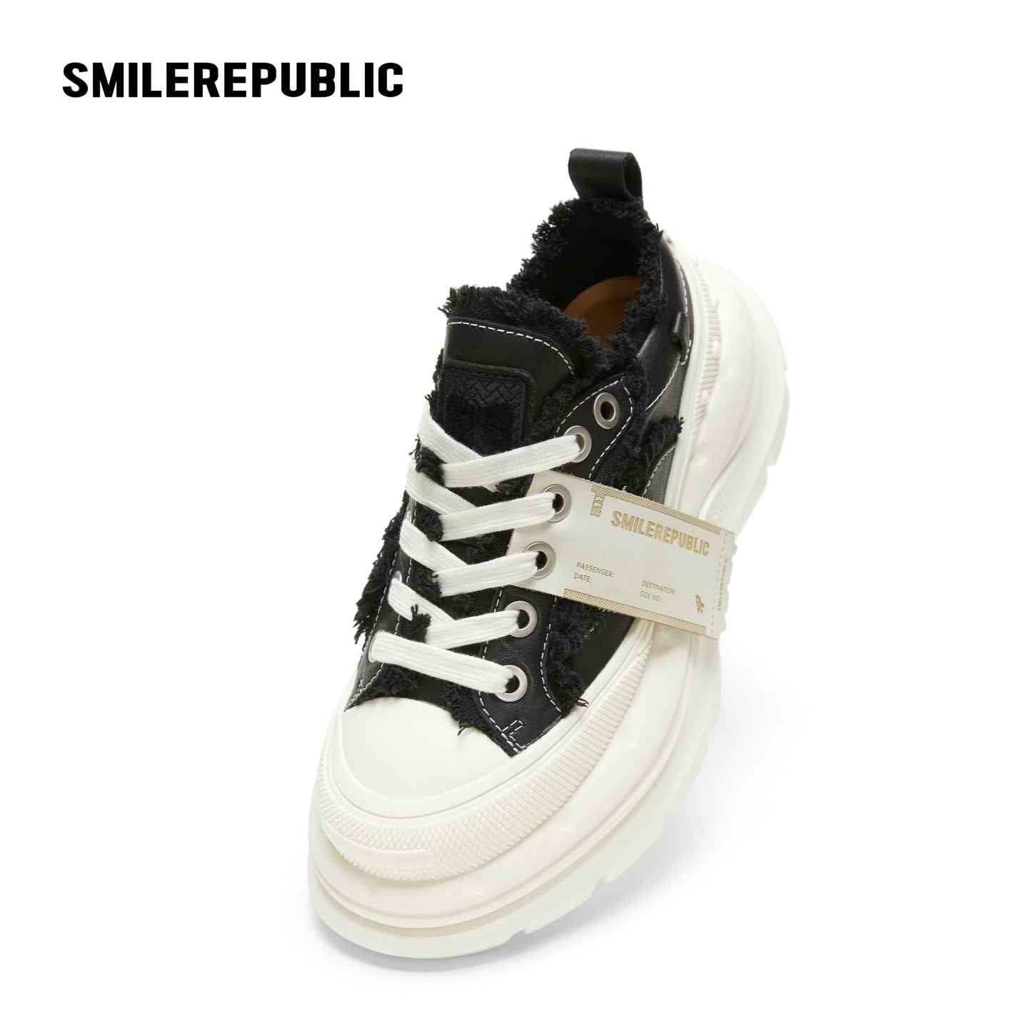 2.0 Smile Queen Black & White Raw Edges Leather