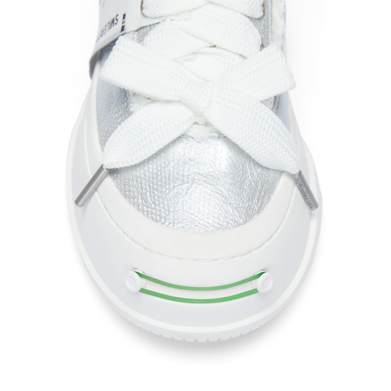Sparkling Silver Textured Low-Top Platform Sneaker-SMILEREPUBLIC