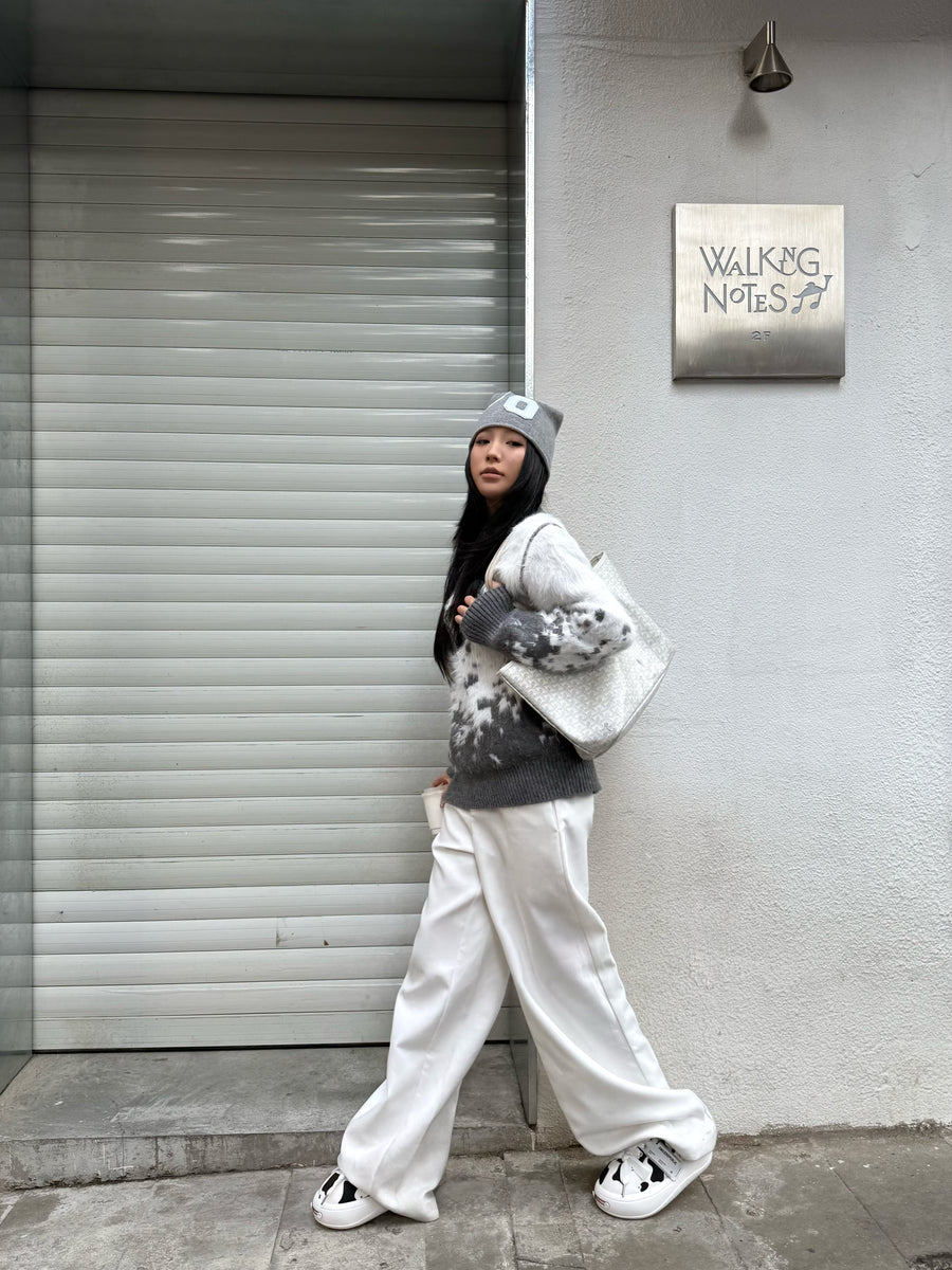 Black White Cow Print Twill Platform Sneakers, Unisex Lace Up Shoes 详情图 2