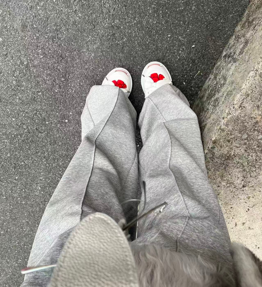 Cream Heart Patch Frayed Low Top Platform Sneakers for Women, Lace Up Smile Toe Casual Shoes 详情图 5