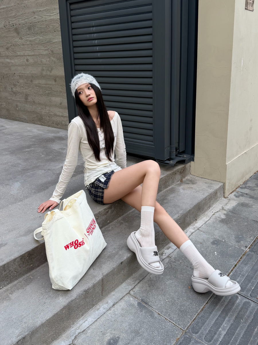 Off White Silver Tone 3D Logo Platform Wedge Slide Sandals, Open Toe 详情图 5