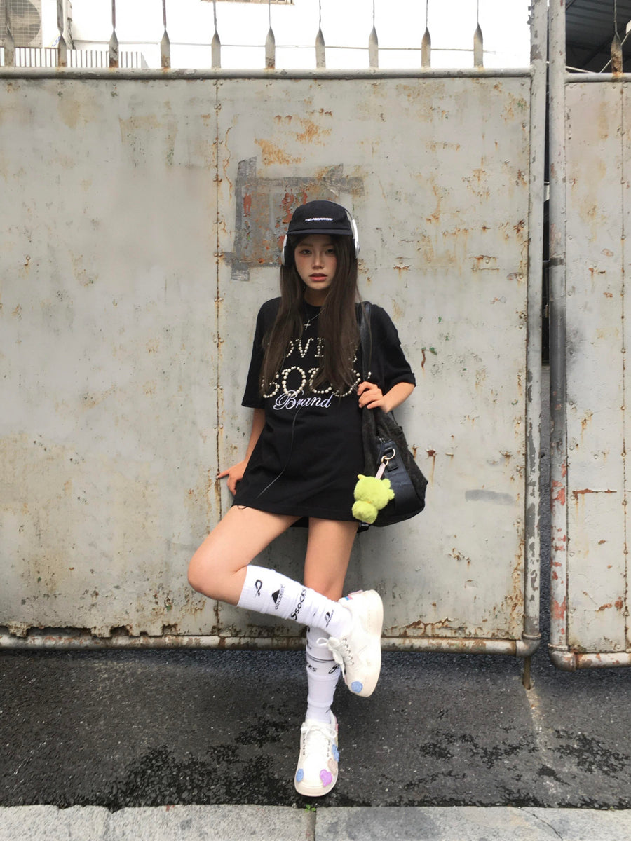 White Cartoon Monster Patch Chunky Sneakers, Unisex Lace Up Shoes 详情图 1