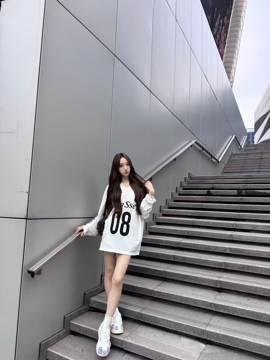 White Cartoon Monster Patch Chunky Sneakers, Unisex Lace Up Shoes 详情图 6