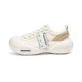 Cream White Canvas Chunky Platform Sneakers, Unisex Low Top Lace Up Shoes