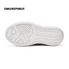Black and White Spotted Canvas Platform Sneakers with Replaceable Smile Toe Design