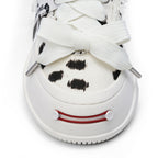 Black and White Spotted Canvas Platform Sneakers with Replaceable Smile Toe Design