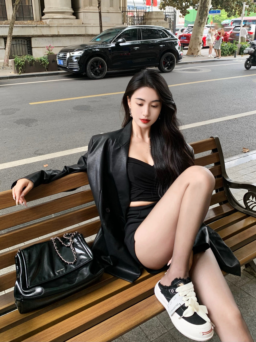 Black Frayed Canvas Platform Sneaker Mules, Unisex Lace Up Backless Shoes 详情图 4