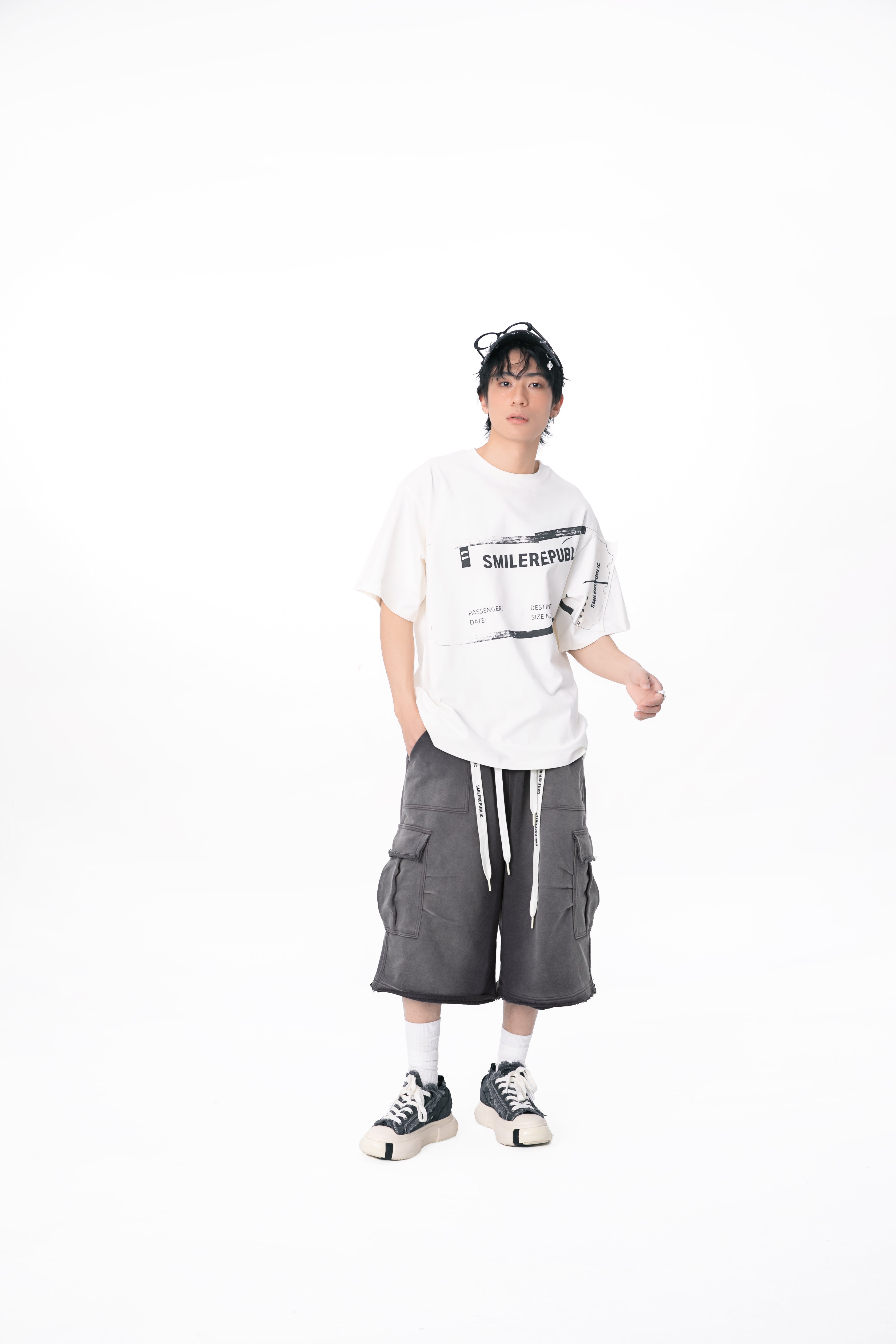 Ribbon Trimmed Washed Shorts-SMILEREPUBLIC