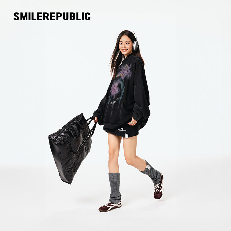Printed Oversized Hoodie-SMILEREPUBLIC