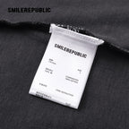 Washed Charcoal Gray/White 100% Cotton Gradient Letter Back Print Short Sleeve T-Shirt