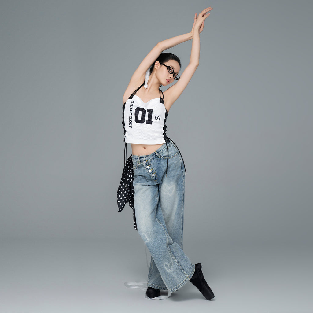 Women's Colorblock Mesh Tank Top with Side Drawstring Detail, Casual Streetwear Sleeveless Top