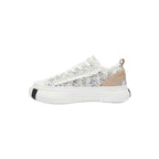 Beige Gray Frayed Tweed Platform Sneakers, Unisex Low Top Lace Up Shoes