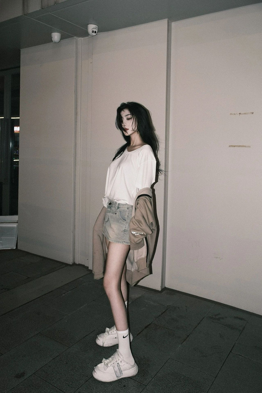 White Frayed Canvas Platform Sneaker Mules, Unisex Backless Lace Up Shoes 详情图 4