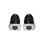 Black Frayed Canvas Chunky Platform Sneakers, Unisex Low Top Lace-Up Casual Streetwear Shoes - view 7