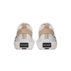 White Frayed Canvas Chunky Platform Sneakers, Unisex Low Top Lace-Up Casual Streetwear Shoes - view 6