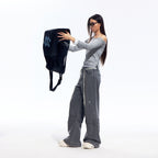 Gray One Shoulder Stretch Top with Viscose Blend Fabric for Women
