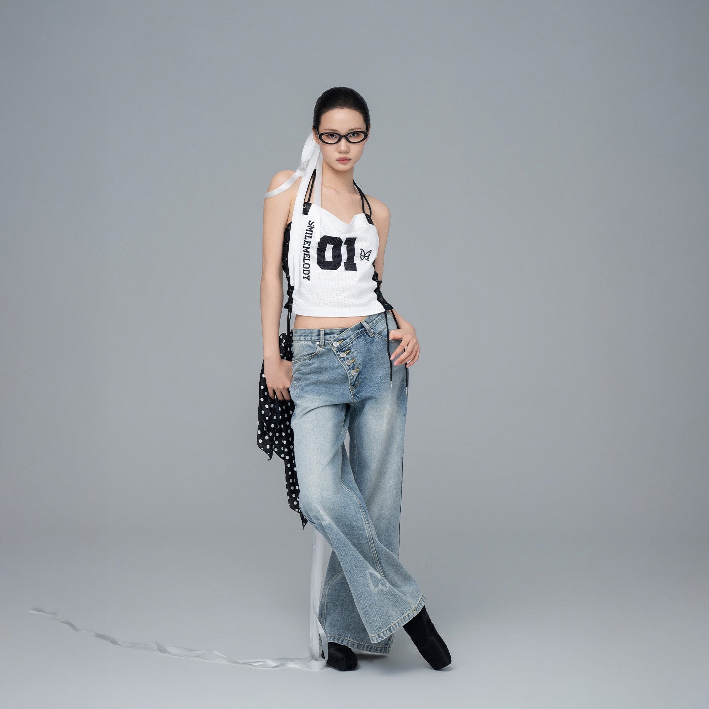 Gradient Butterfly Print Jeans-SMILEREPUBLIC