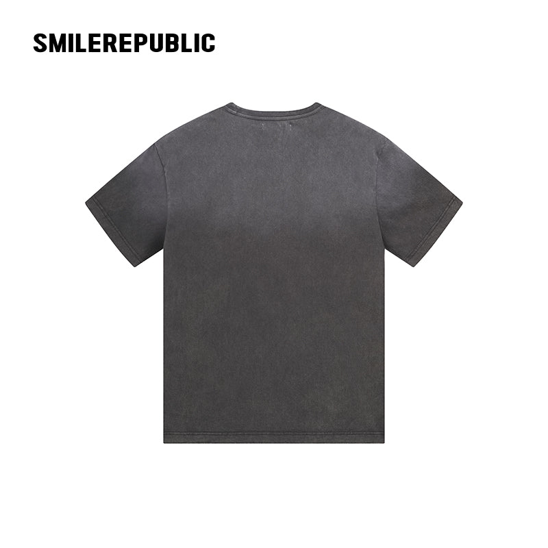 Washed Charcoal Gray 100% Cotton Shoe Sole Graphic Crew Neck Short Sleeve T Shirt
