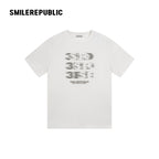 Washed Charcoal Gray/White 100% Cotton Gradient Letter Back Print Short Sleeve T-Shirt