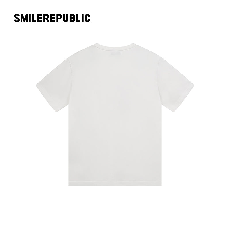 Washed Charcoal Gray/White 100% Cotton Gradient Letter Back Print Short Sleeve T-Shirt