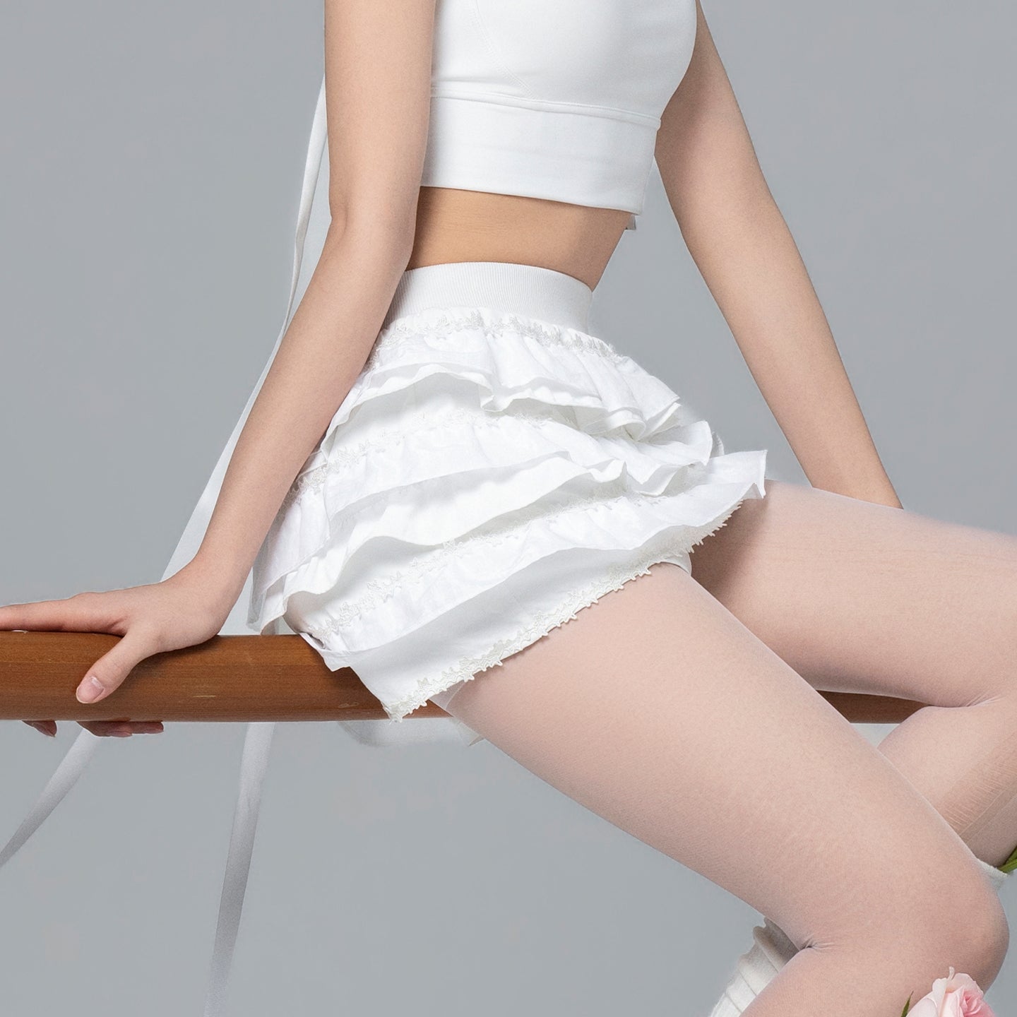 Star-Embellished Layered Lace Mini Skirt-SMILEREPUBLIC
