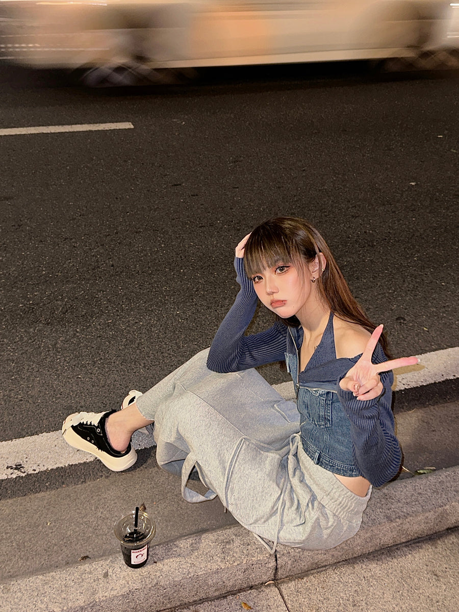 Black Frayed Canvas Platform Sneaker Mules, Unisex Lace Up Backless Shoes 详情图 7