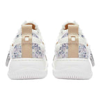 White Frayed Textured Low Top Sneakers, Unisex Lace Up Shoes