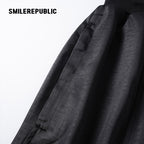Black Satin Polyester Wide Leg Drawstring Pants with Elastic Waist and Logo Detail