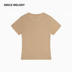 Khaki Regenerated/Gray Regenerated/Blue Regenerated Cellulose Wool Blend Faux Pearl Logo Cropped T-Shirt for Women