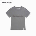 Khaki Regenerated/Gray Regenerated/Blue Regenerated Cellulose Wool Blend Faux Pearl Logo Cropped T-Shirt for Women