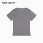 Khaki Regenerated/Gray Regenerated/Blue Regenerated Cellulose Wool Blend Faux Pearl Logo Cropped T-Shirt for Women