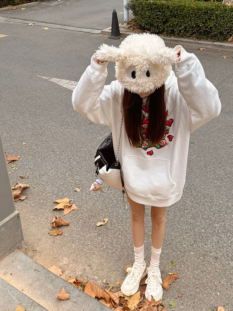White Frayed Canvas Chunky Platform Sneakers, Unisex Low Top Lace-Up Casual Streetwear Shoes 详情图 6