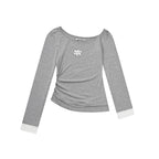 Gray One Shoulder Stretch Top with Viscose Blend Fabric for Women