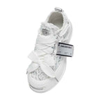 Silver Textured Low Top Sneakers, Unisex Lace Up Casual Shoes