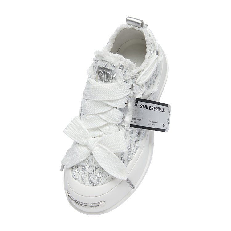 Silver Textured Low Top Sneakers, Unisex Lace Up Casual Shoes