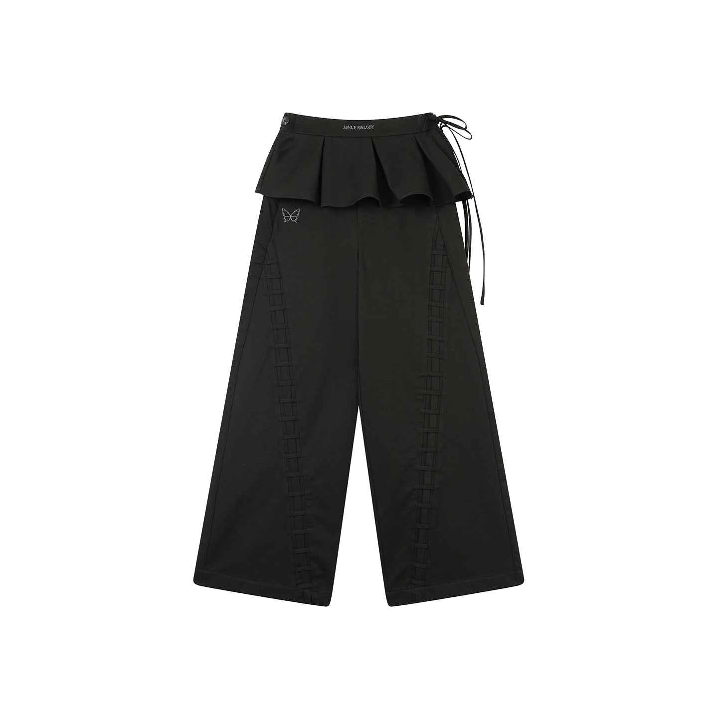 Detachable Pleated Skirt with Wide-Leg Trousers