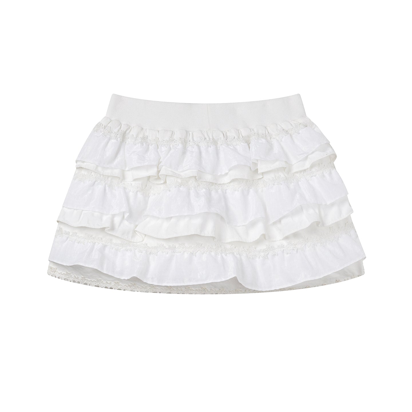 Star-Embellished Layered Lace Mini Skirt-SMILEREPUBLIC