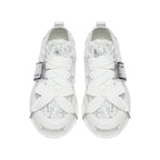 Silver Textured Low Top Sneakers, Unisex Lace Up Casual Shoes - view 6