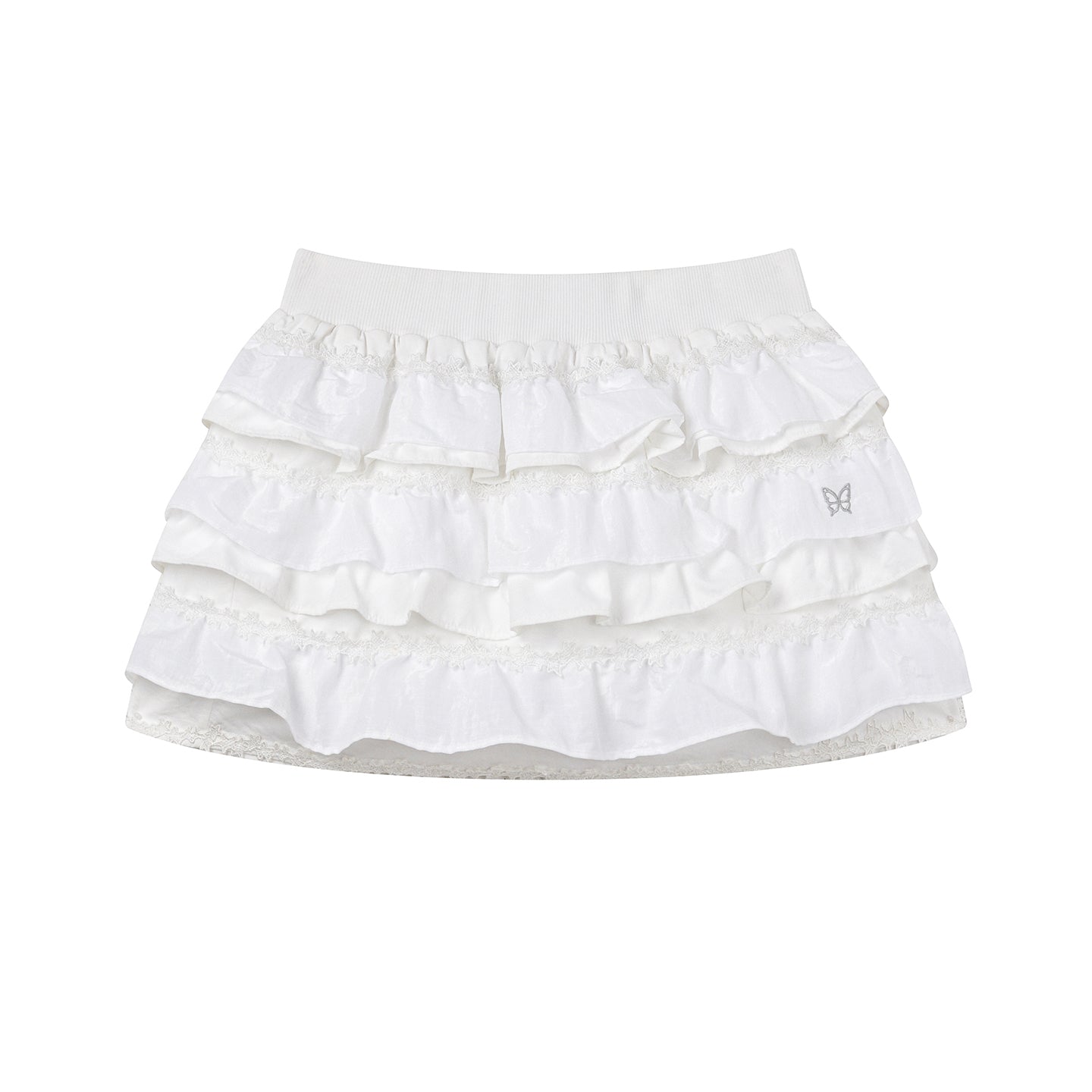 Star-Embellished Layered Lace Mini Skirt-SMILEREPUBLIC
