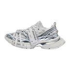 Metallic Silver Mesh Distressed Runner Sneakers, Unisex Low Top Lace Up Shoes