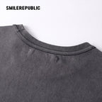 Washed Charcoal Gray 100% Cotton Shoe Sole Graphic Crew Neck Short Sleeve T Shirt