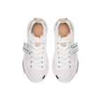 White Frayed Canvas Chunky Platform Sneakers, Unisex Low Top Lace-Up Casual Streetwear Shoes - view 4