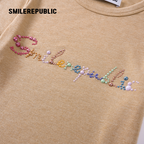 Khaki Regenerated/Gray Regenerated/Blue Regenerated Cellulose Wool Blend Faux Pearl Logo Cropped T-Shirt for Women
