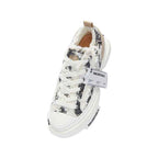 Black and White Herringbone Textured Platform Sneakers, Unisex Low Top Lace Up Shoes