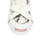 Black White Frayed Herringbone Platform Sneaker Mules, Unisex Backless Lace Up Shoes