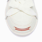 White Frayed Canvas Platform Sneaker Mules, Unisex Backless Lace Up Shoes