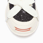 Black Frayed Low Top Platform Sneakers, Unisex Lace Up Shoes